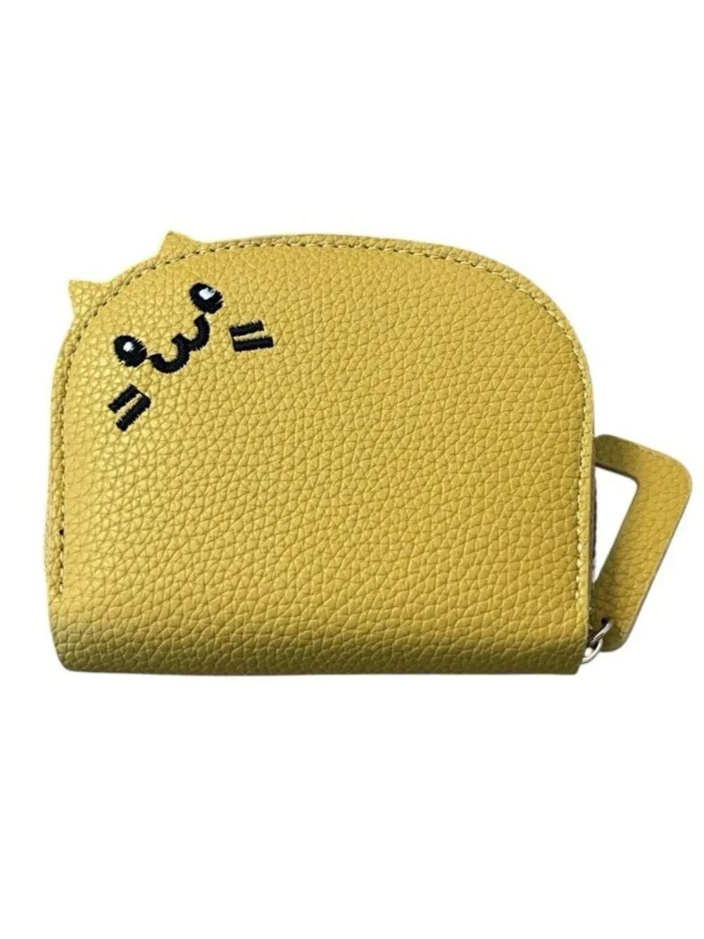 Mustard Yellow Cat Accordian Card Holder Wallet Zip Coin Purse ID Card New